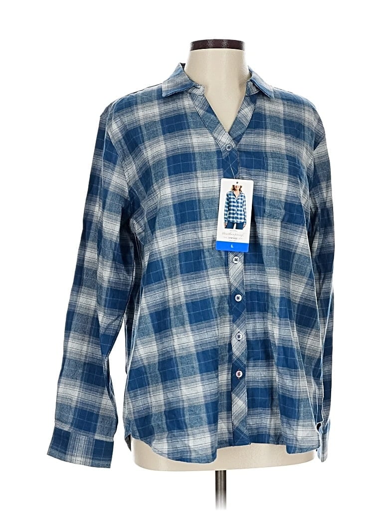 Pre-owned Weatherproof Long Sleeve Button Down Shirt In Blue