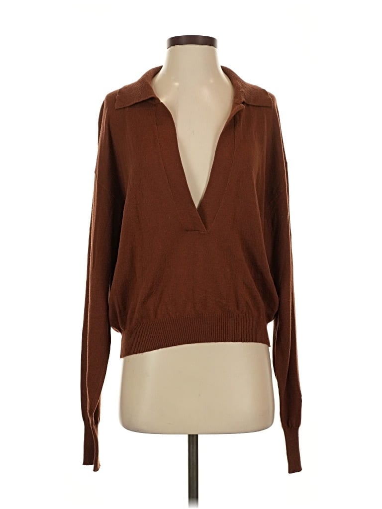Pre-owned Good American Long Sleeve Blouse In Brown