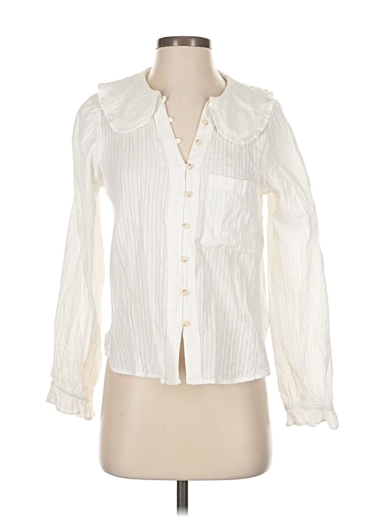 Pre-owned Pilcro Long Sleeve Blouse In White