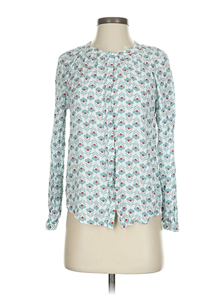 Pre-owned Boden Long Sleeve Blouse In Blue