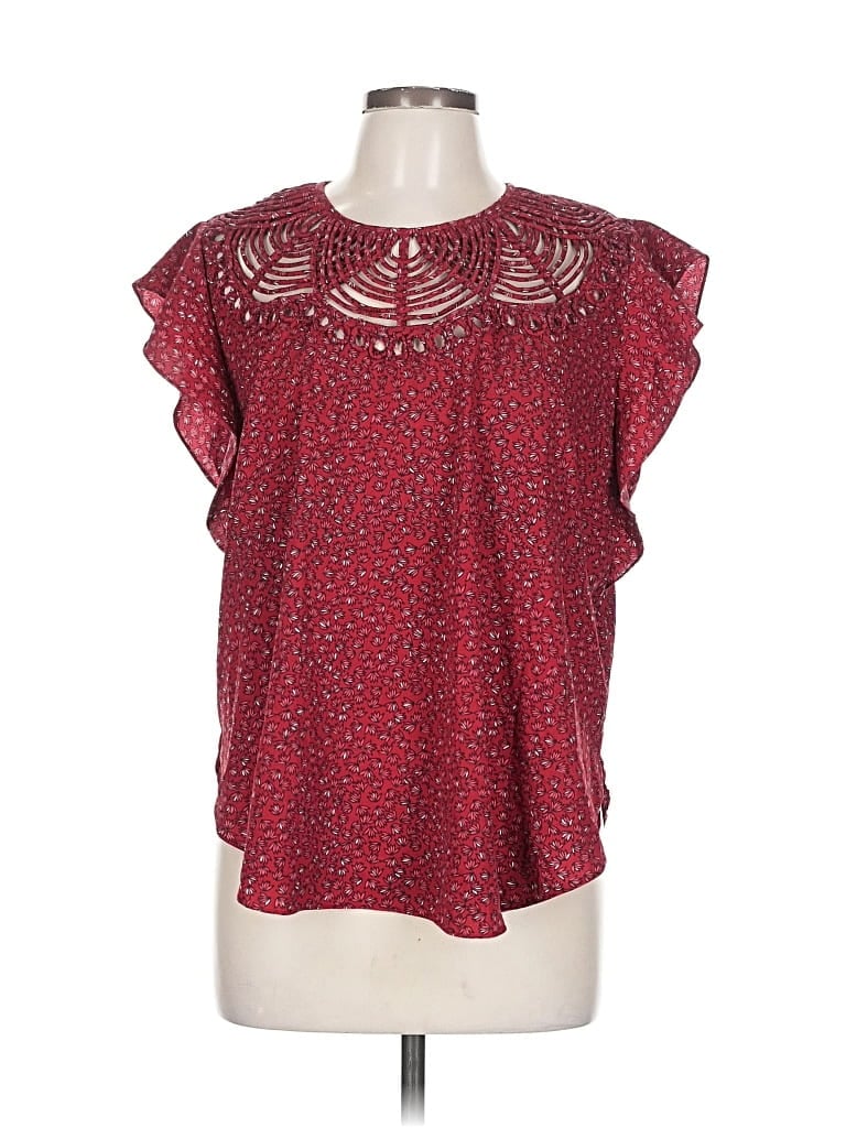 Pre-owned Ranna Gill Short Sleeve Blouse In Red