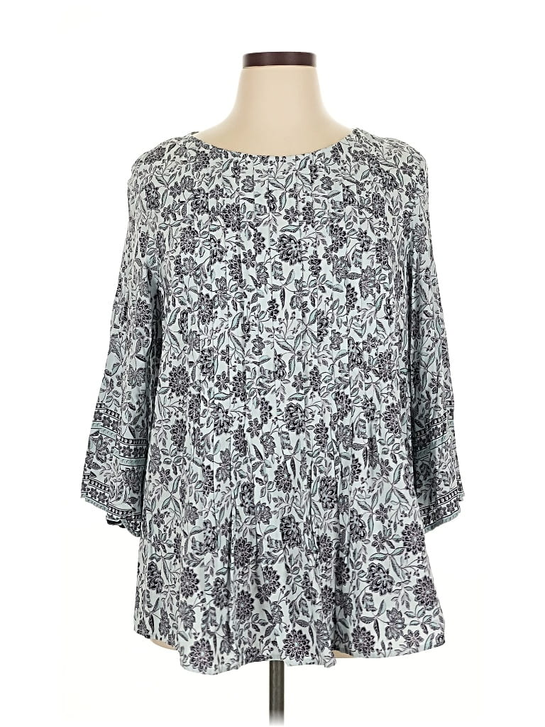 Pre-owned Jjill 3/4 Sleeve Blouse In Gray