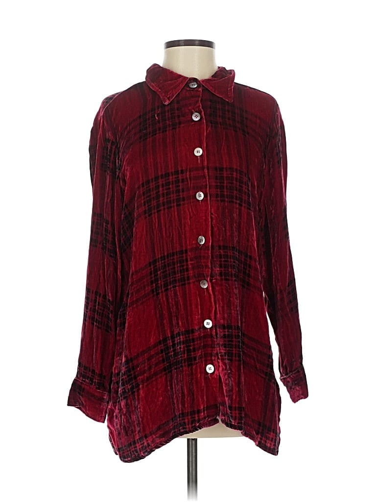 Pre-owned Soft Surroundings Long Sleeve Button Down Shirt In Red