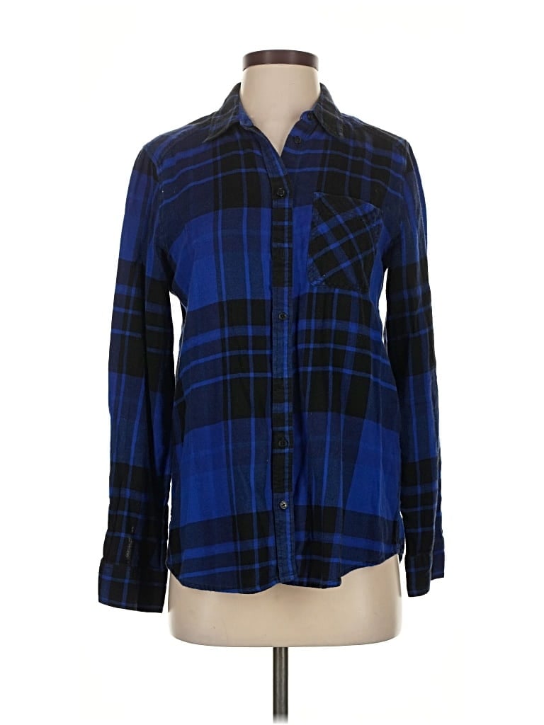 Pre-owned Express Long Sleeve Button Down Shirt In Blue