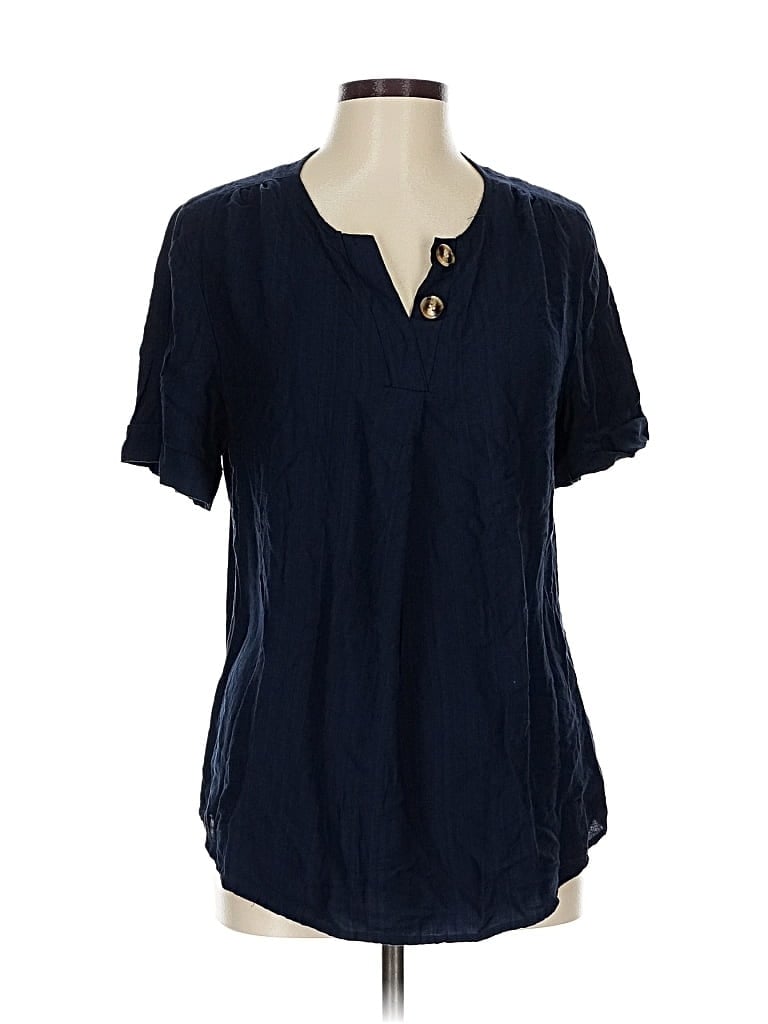 Pre-owned Unbranded Short Sleeve Blouse In Blue