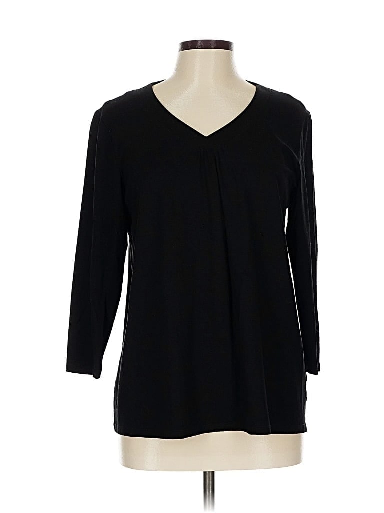 Pre-owned Dantelle 3/4 Sleeve Top Black V-neck Tops