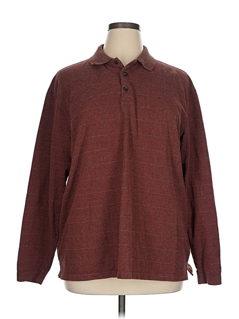 Pre-owned Haggar Long Sleeve Polo Shirt In Burgundy