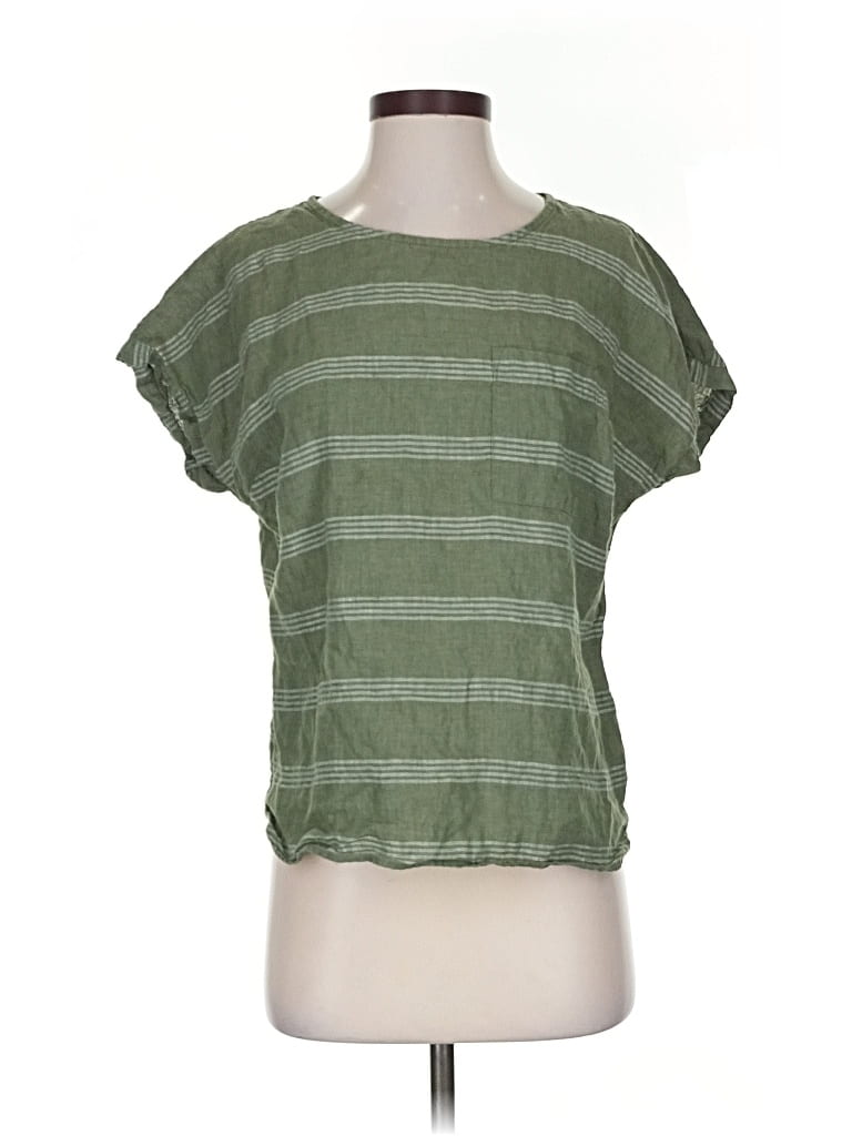Pre-owned L.l.bean Short Sleeve Top Green Boatneck Tops