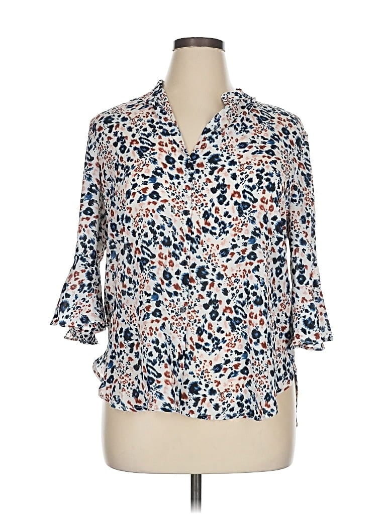 Pre-owned Astr 3/4 Sleeve Blouse In Blue