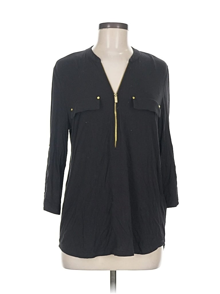 Pre-owned Calvin Klein 3/4 Sleeve Blouse In Black