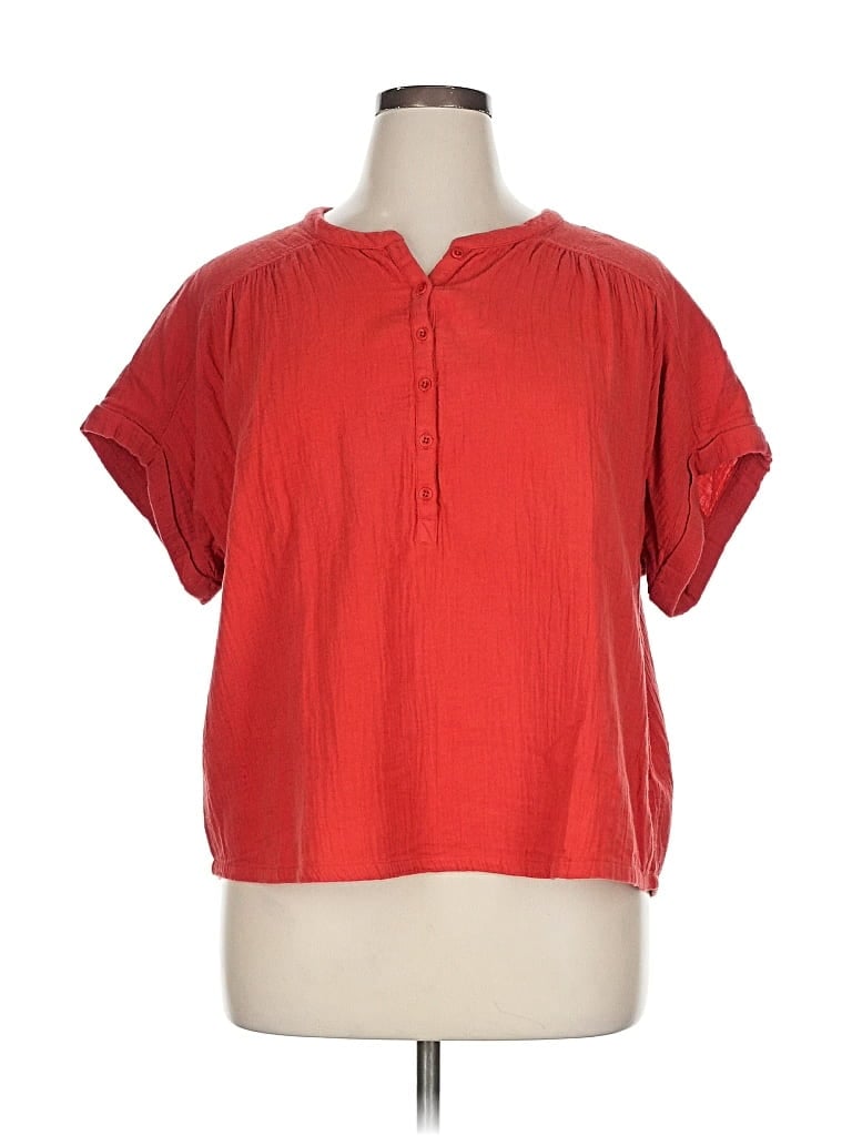 PACT Pre-owned Short Sleeve Blouse In Red