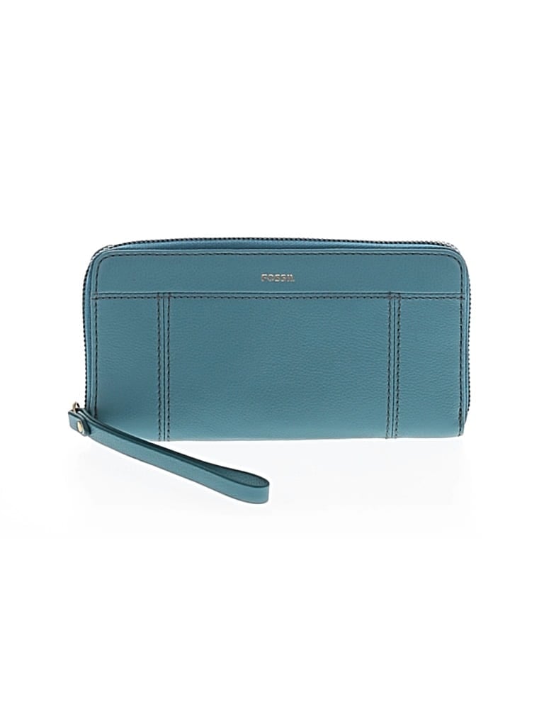 Pre-owned Fossil Leather Wristlet In Blue