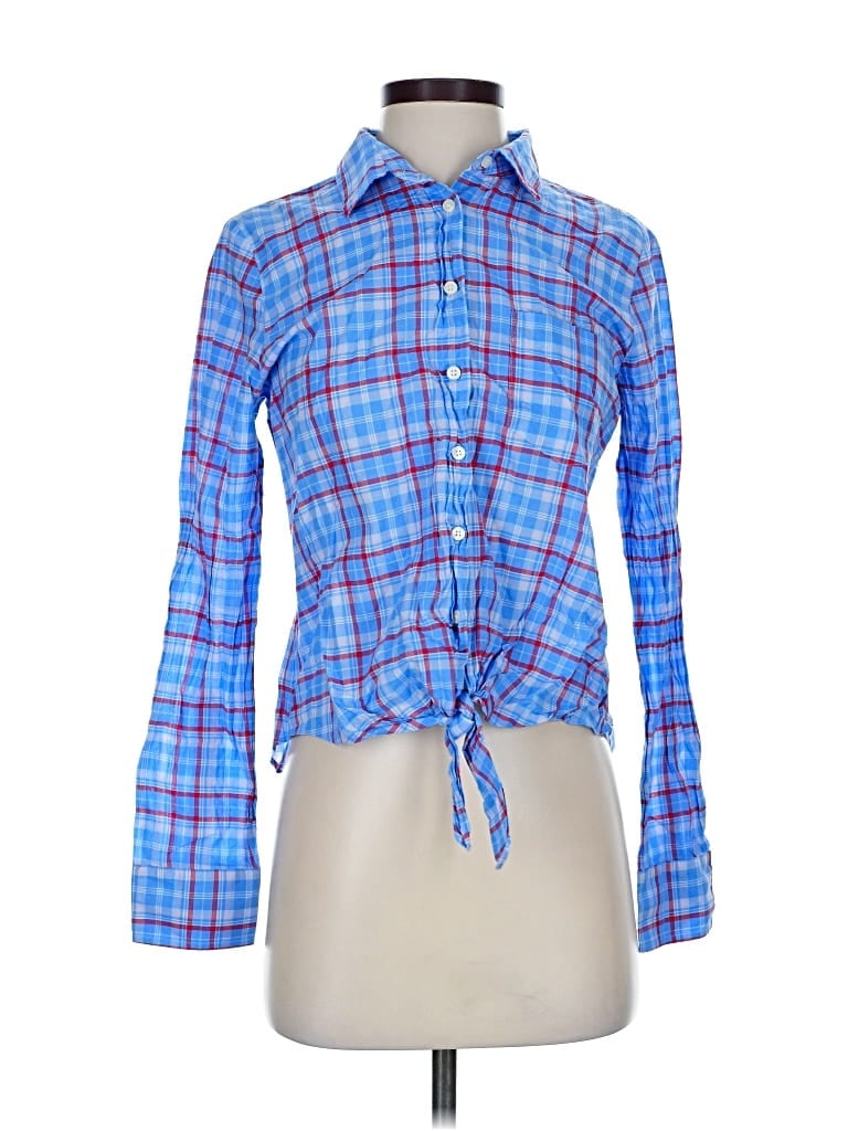 Pre-owned J.crew Factory Store Long Sleeve Blouse In Blue