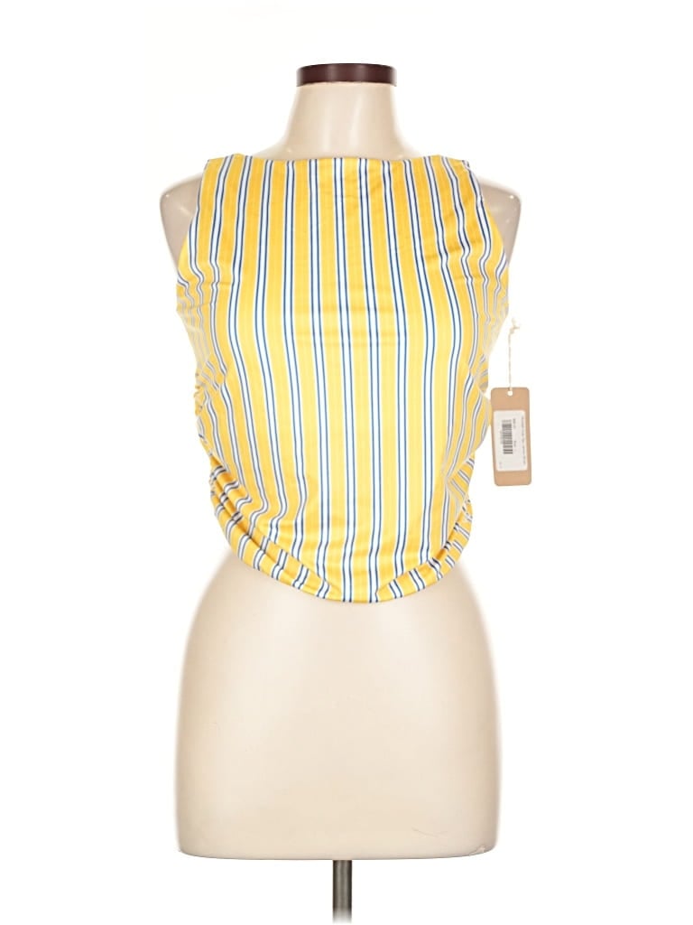 Albion Tank Top Yellow Halter Neckline Tops In Yellow