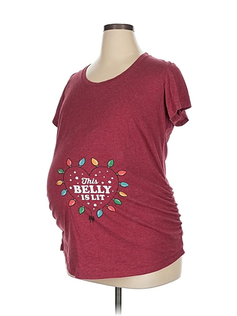 Pre-owned Next Level Apparel Short Sleeve Top Burgundy Sweetheart Neckline Tops