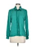 Assorted Brands Houndstooth Teal Green Long Sleeve Blouse Size 8 - photo 1