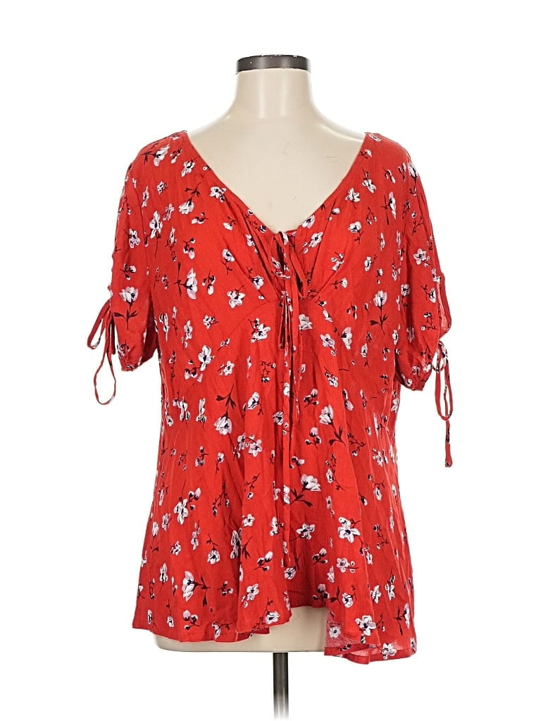 KORI AMERICA Pre-owned Short Sleeve Blouse In Red