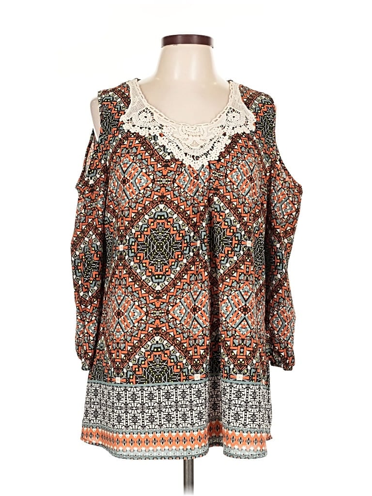 Pre-owned Notations 3/4 Sleeve T-shirt In Brown