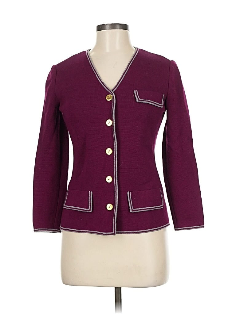 Pre-owned Assorted Brands Wool Cardigan Sweater In Burgundy