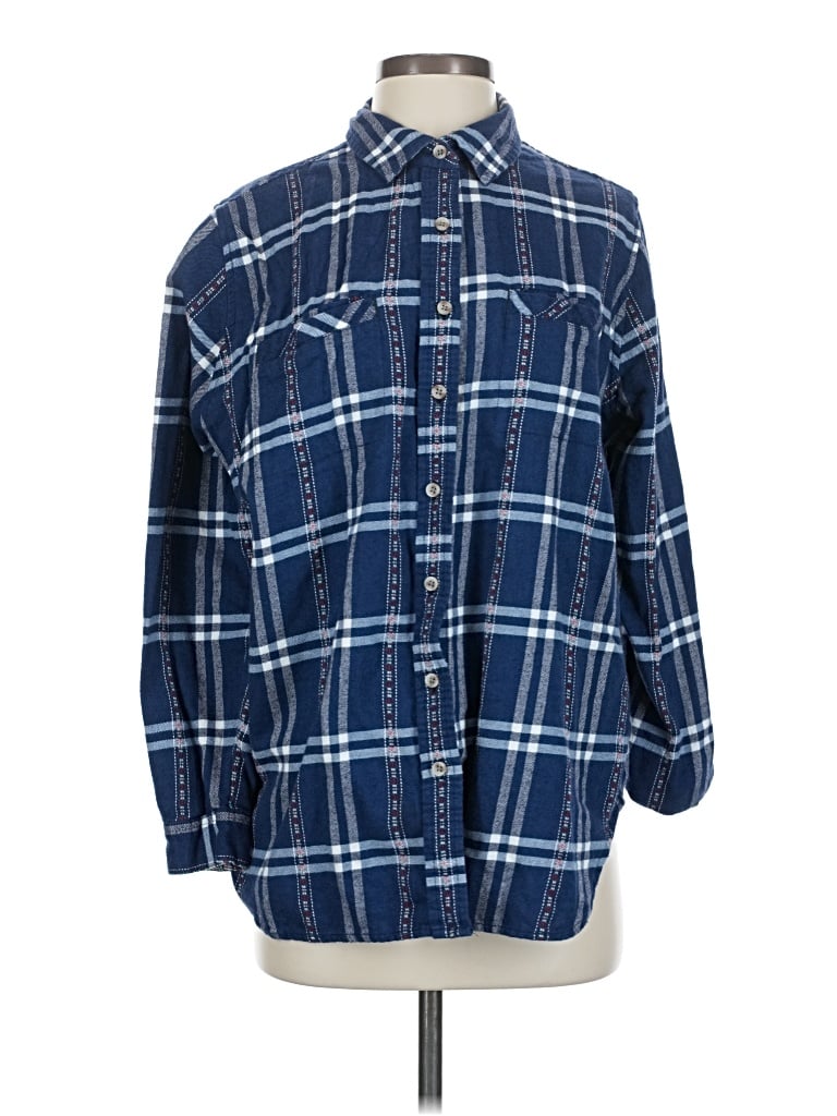 Pre-owned Bdg 3/4 Sleeve Button Down Shirt In Blue
