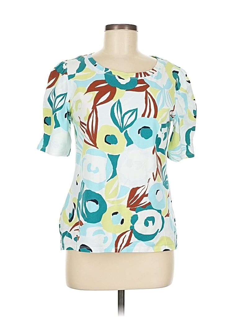 Pre-owned Ann Taylor Factory Short Sleeve T-shirt In Blue