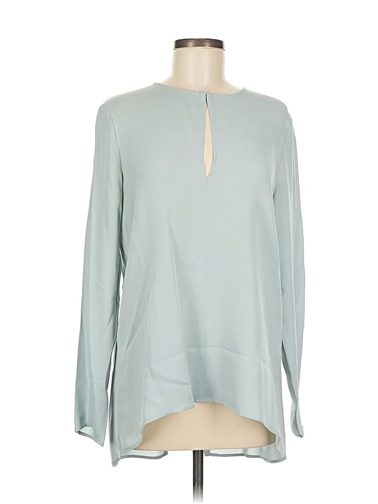 Pre-owned Theory Long Sleeve Blouse In Blue