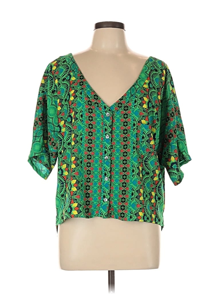 Pre-owned Jessica Simpson Short Sleeve Blouse In Green