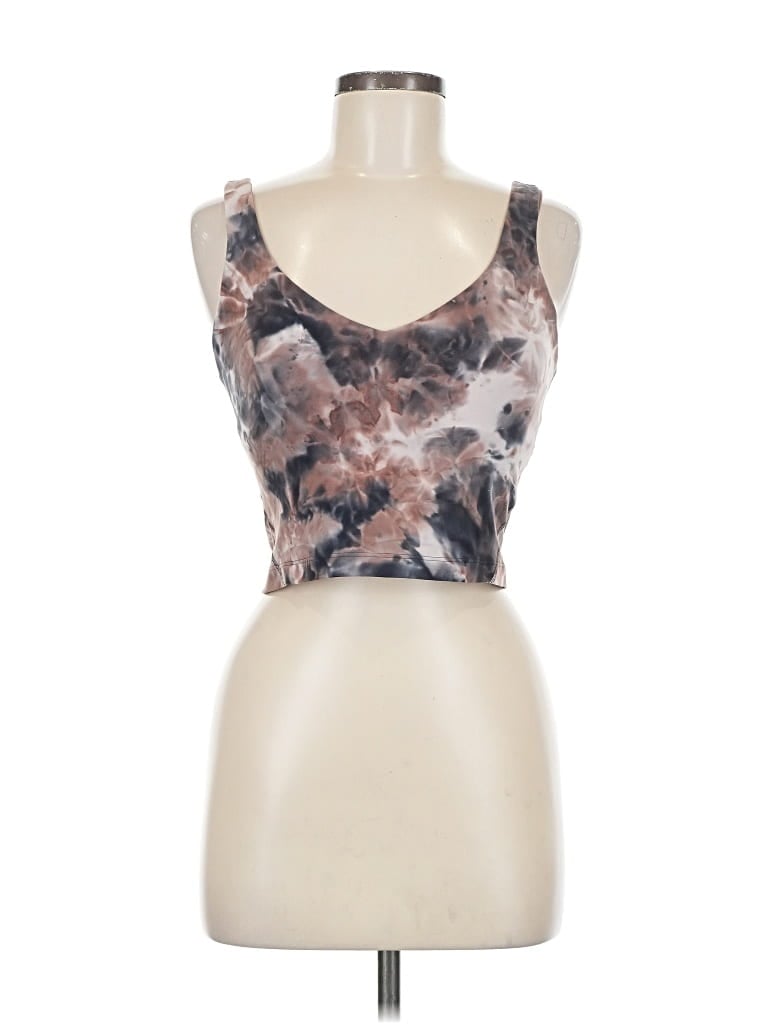 Pre-owned Lululemon Athletica Tank Top Brown Tie-dye Pattern V Neck Tops
