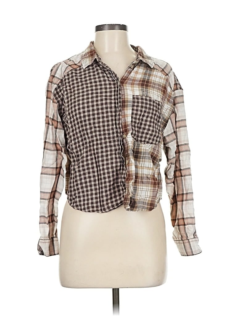 Pre-owned American Eagle Outfitters Long Sleeve Button Down Shirt In Brown