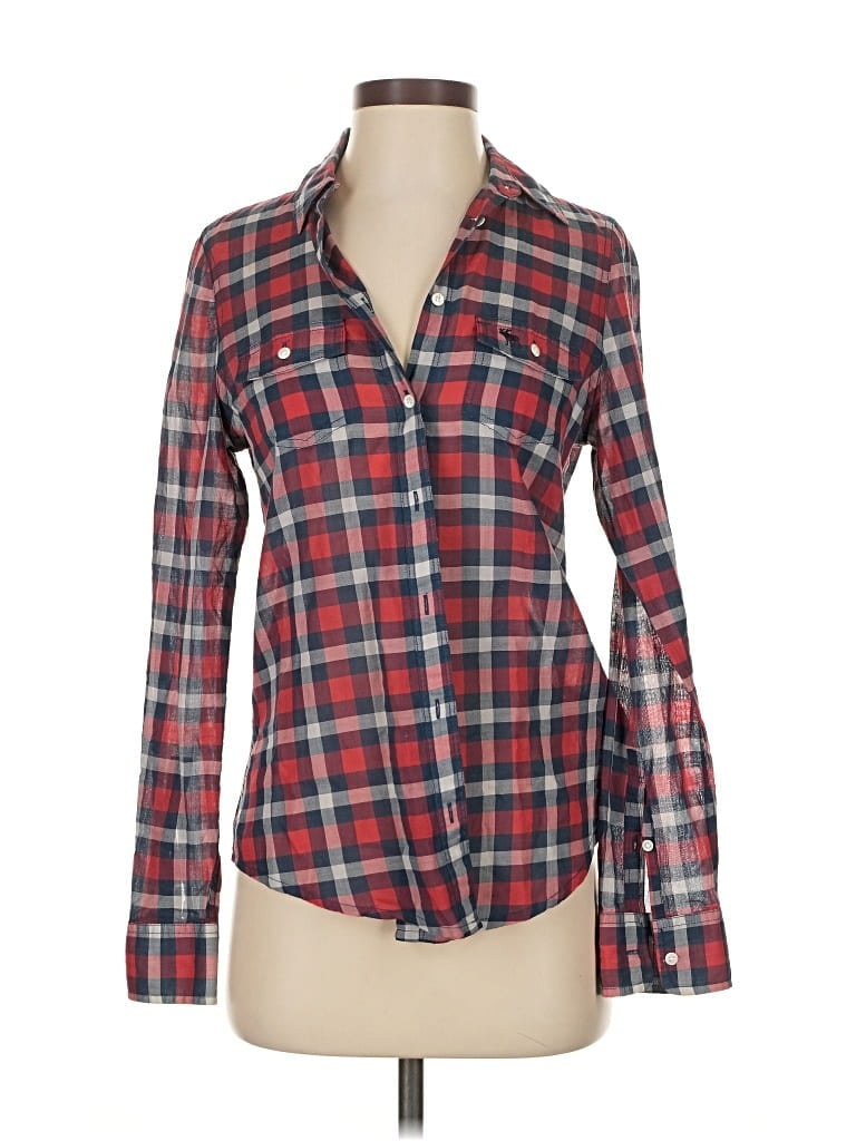 Pre-owned Abercrombie & Fitch Long Sleeve Button Down Shirt In Red