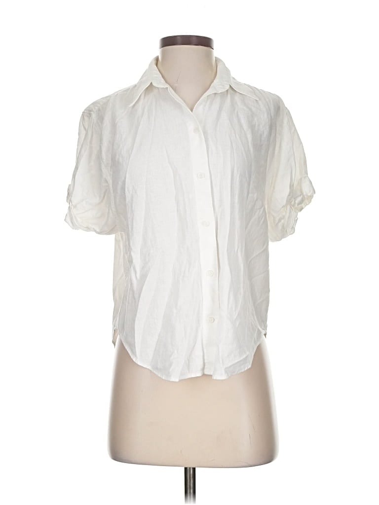 BABATON Pre-owned Short Sleeve Blouse In White