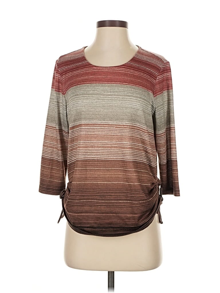 CHRISTOPHER & BANKS Pre-owned 3/4 Sleeve T-shirt In Brown