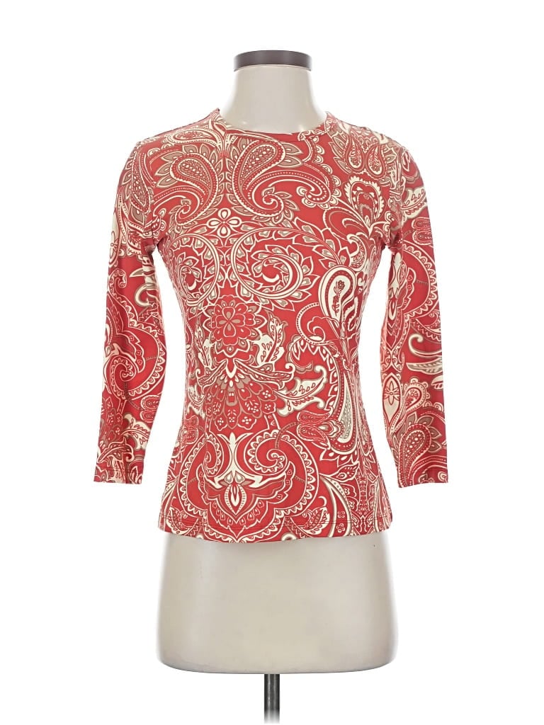 Pre-owned J. Mclaughlin 3/4 Sleeve Top Red Mock Neckline Tops