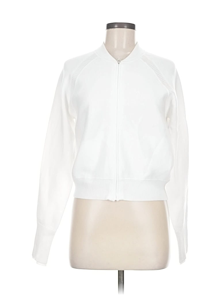 Pre-owned Athleta Cardigan Sweater In White