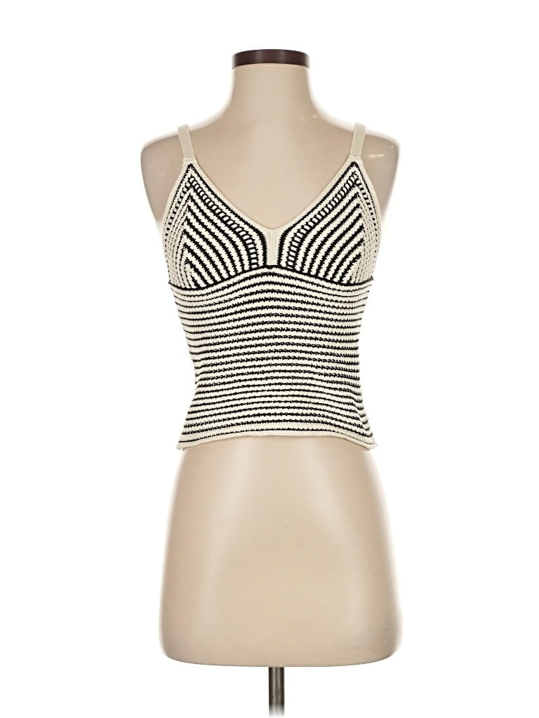 Pre-owned Mng Tank Top Ivory Sweetheart Neckline Tops In White