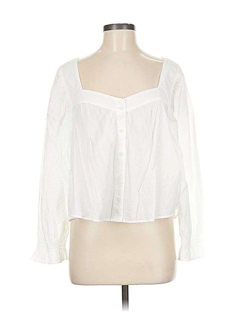 Pre-owned American Eagle Outfitters Long Sleeve Blouse In White