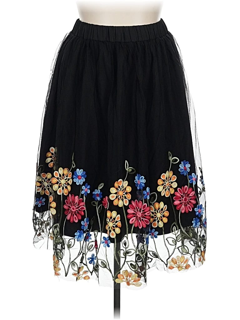 Pre-owned Shein Curve Casual Skirt In Black