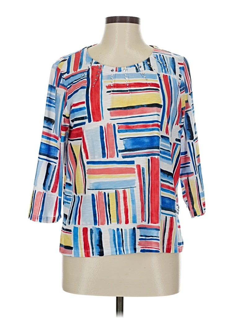 Pre-owned Alfred Dunner 3/4 Sleeve Blouse In Blue