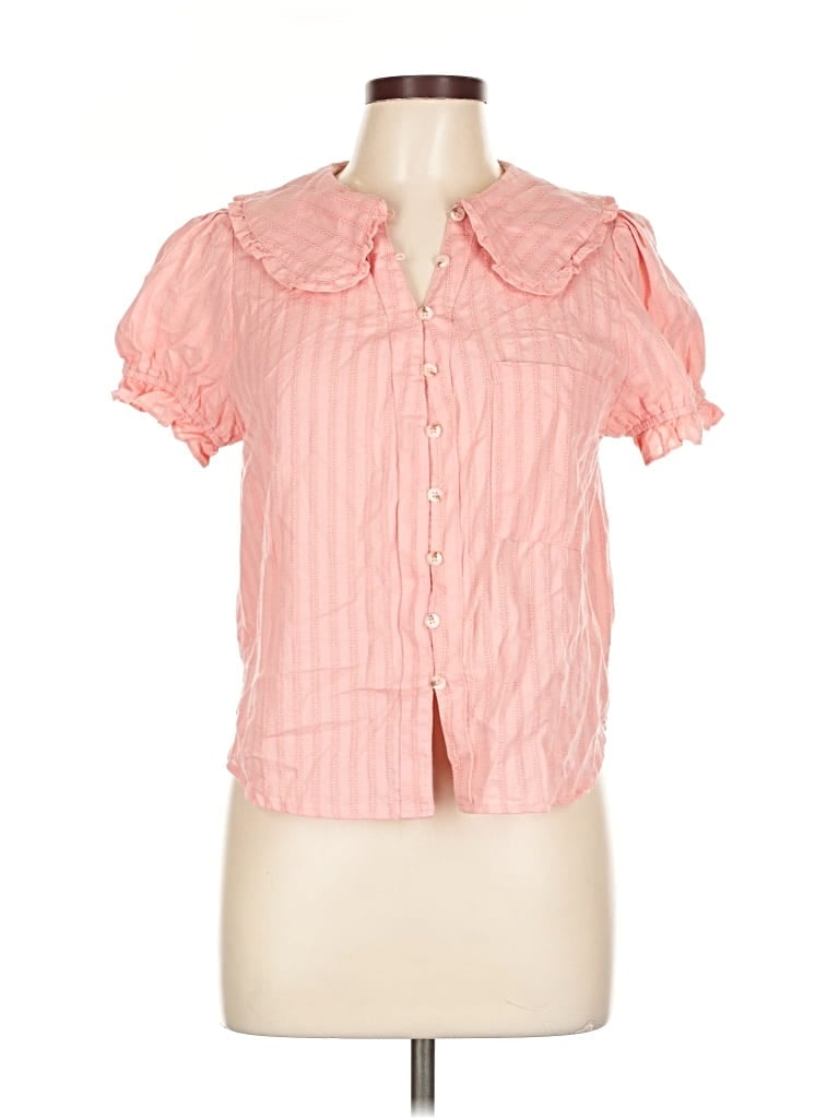 Pre-owned Unbranded Short Sleeve Button Down Shirt In Pink