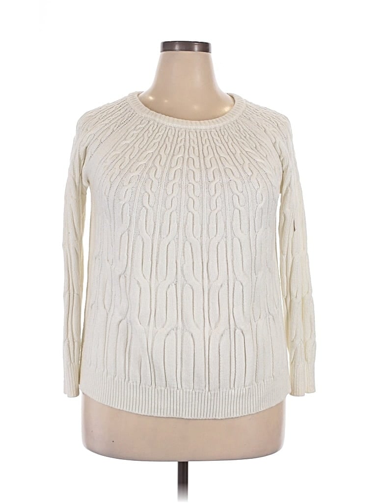 Pre-owned Lane Bryant Pullover Sweater In White