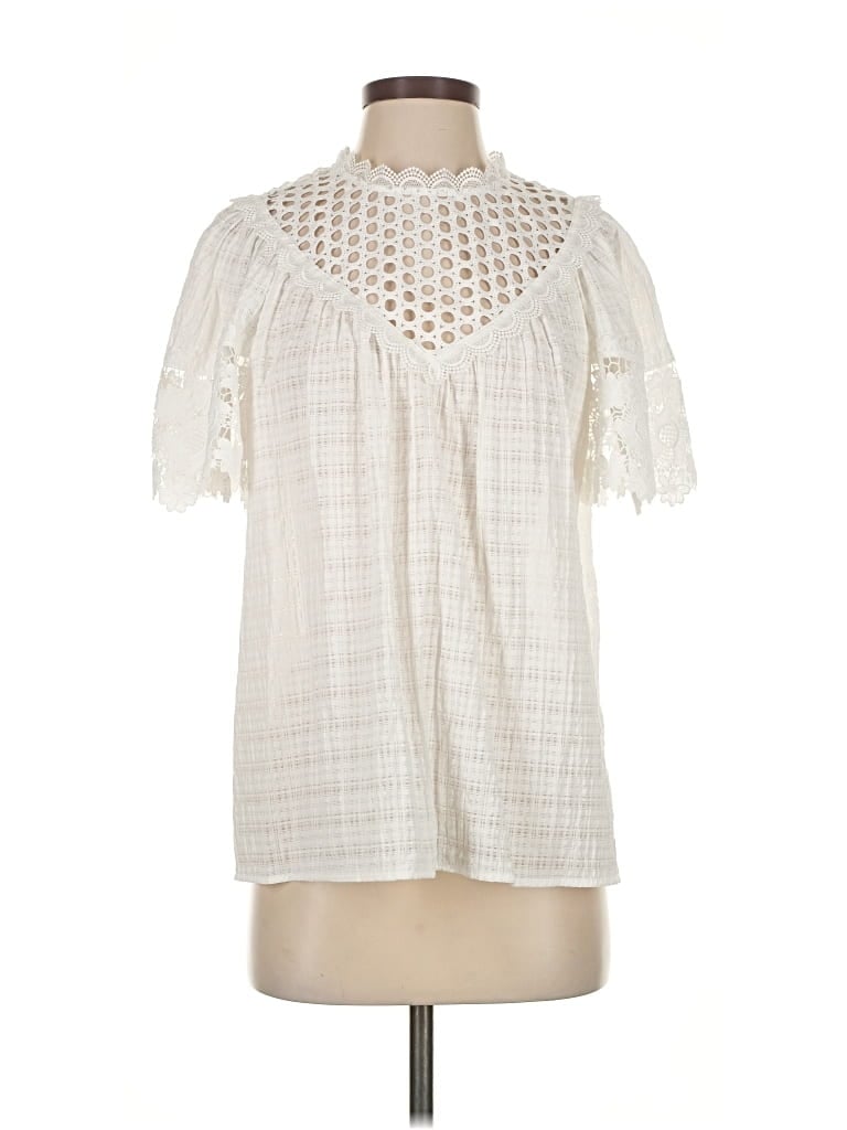 Pre-owned Current Air Short Sleeve Blouse In White