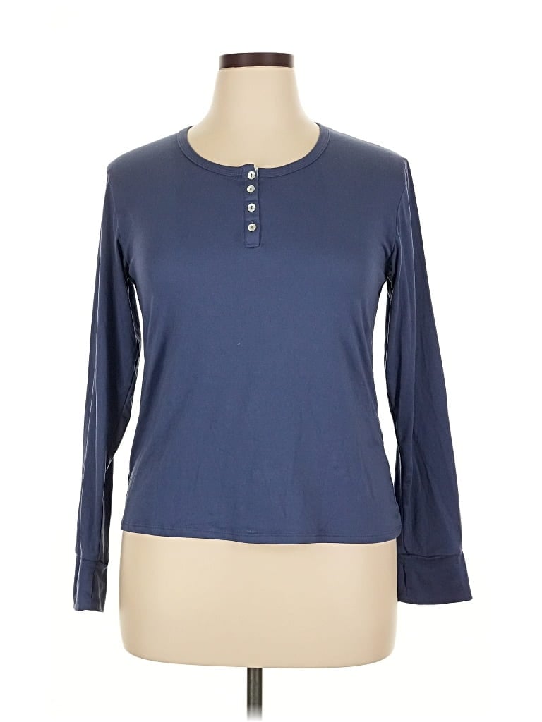 Pre-owned Bearpaw Long Sleeve Top Blue Crew Neck Tops