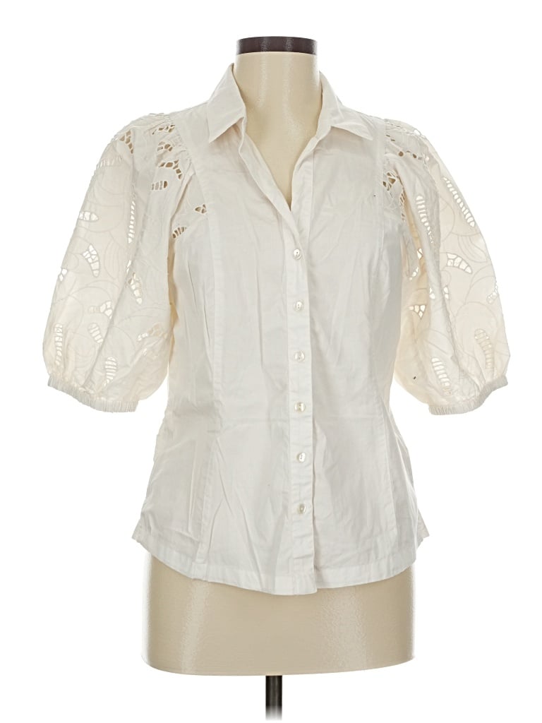 Pre-owned Nic + Zoe 3/4 Sleeve Button Down Shirt In White