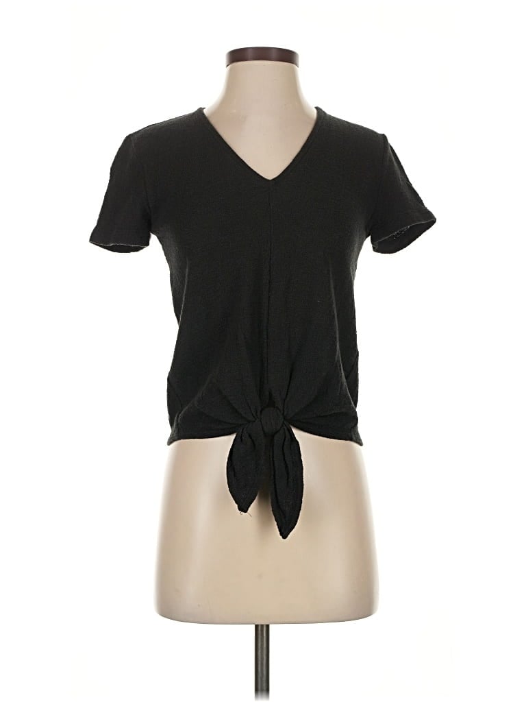 Pre-owned Texture & Thread Madewell Short Sleeve Top Black V Neck Tops