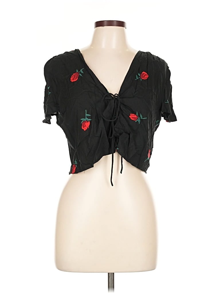 Pre-owned Motel Short Sleeve Top Black Sweetheart Neckline Tops