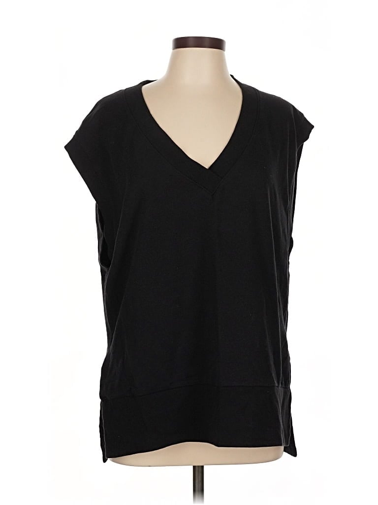 Pre-owned Athleta Short Sleeve Top Black V Neck Tops