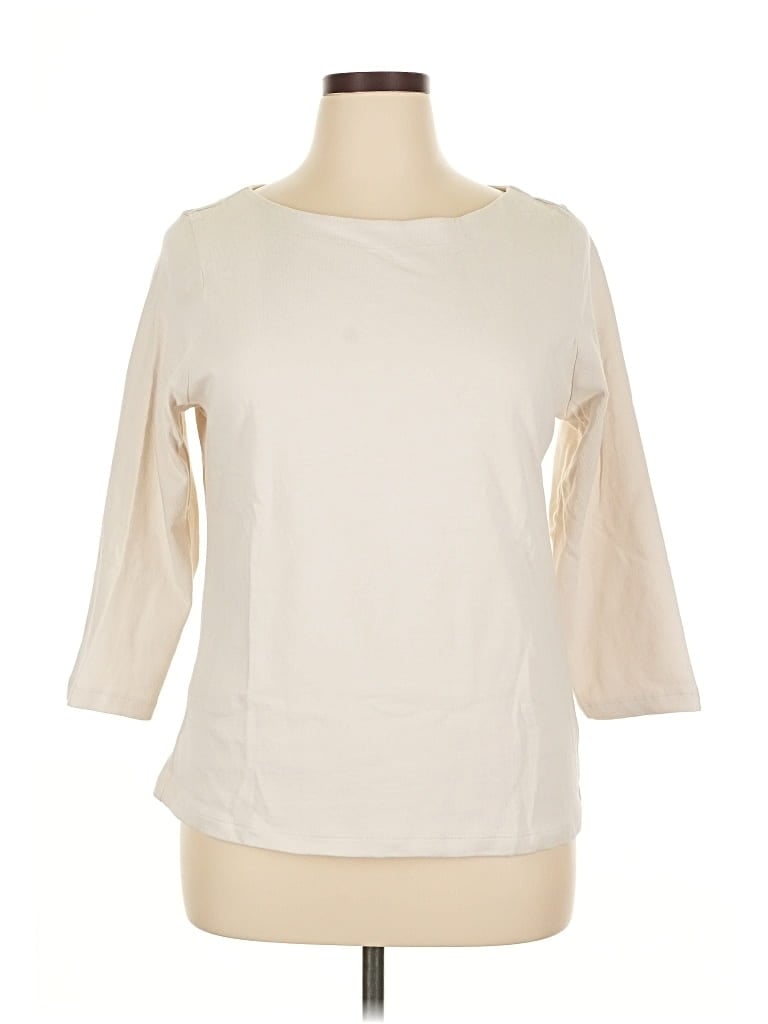 Lands' End 3/4 Sleeve T-shirt In White