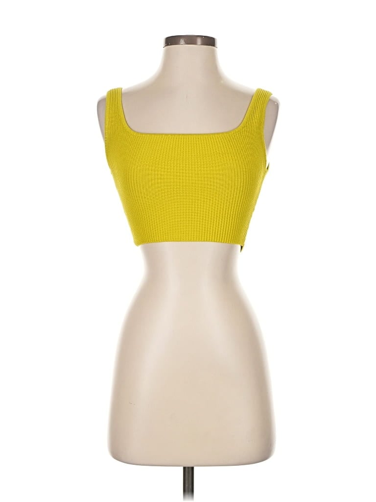 Pre-owned Babaton Sleeveless Top Yellow Sweetheart Neckline Tops