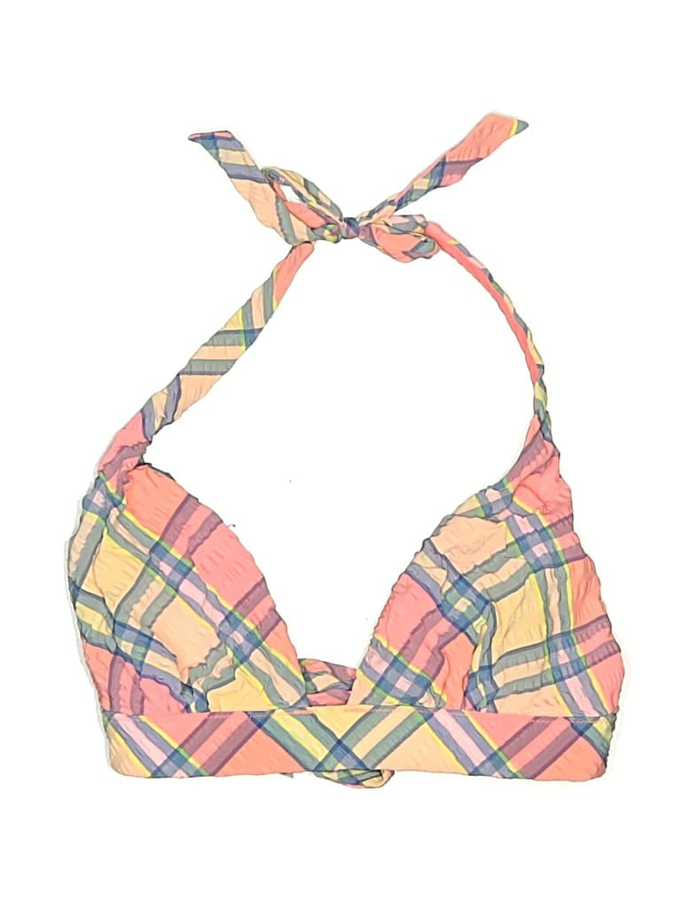 Pre-owned Victoria's Secret Swimsuit Top Yellow Plaid Pattern Swimwear