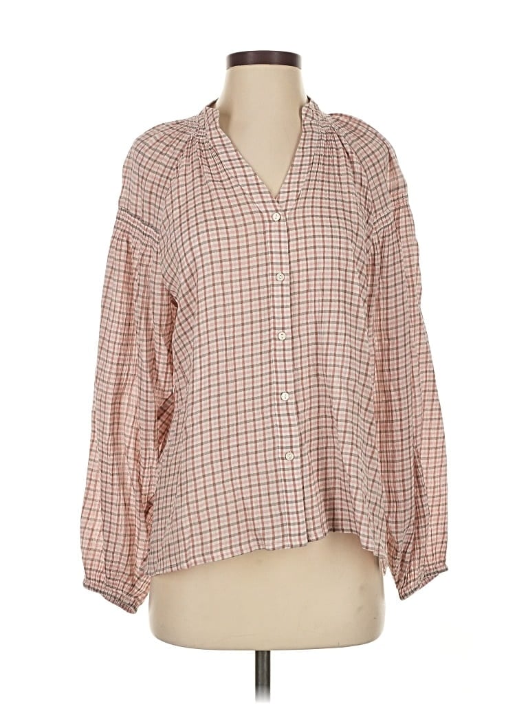 Pre-owned Lucky Brand Long Sleeve Blouse In Brown